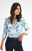 chemise col mao imprimé fleuri