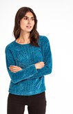 PULL COL ROND EN CHENILLE JEU DE TORSADE