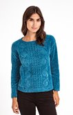 PULL COL ROND EN CHENILLE JEU DE TORSADE