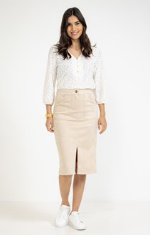 Jupe midi en scuba daim