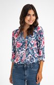 chemise col mao imprimé fleuri