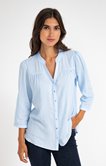 chemise unie col mao froufrou 