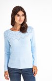 PULL COL ROND AVEC POINTELLE ET PERLES