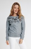 PULL COL ROND AVEC JACQUARD FLEURS PLACÉ