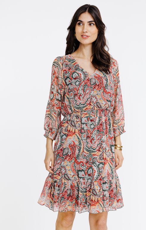 Robe imprimée smockée à la taille