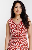 Robe imprimée avec détails de perles
