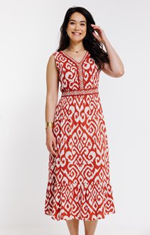 Robe imprimée avec détails de perles