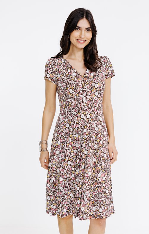 Robe patineuse en maille imprimée