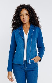 Veste biker bi-matière non doublé