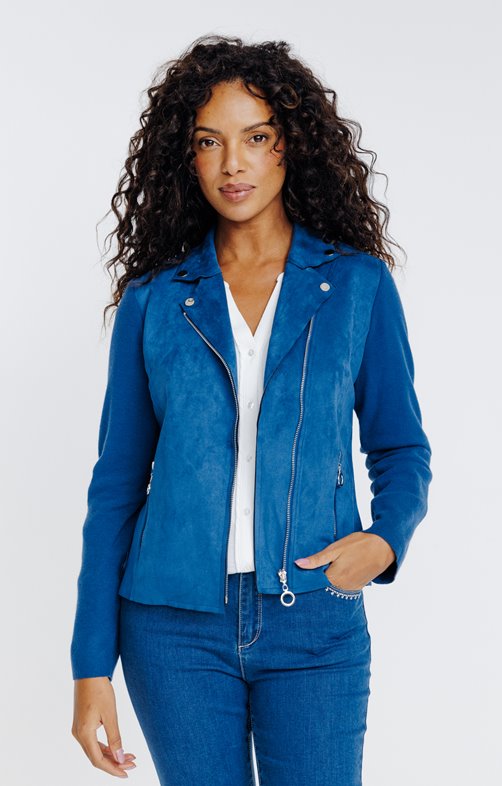 Veste biker bi-matière non doublé