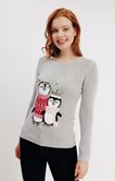 PULL DE NOËL MOTIF 2 PINGOUINS PLACÉS