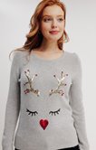 PULL DE NOËL MOTIF TÊTE DE CERF PLACÉ