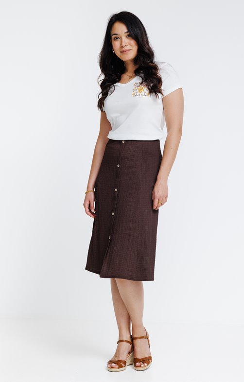 Jupe midi en maille unie