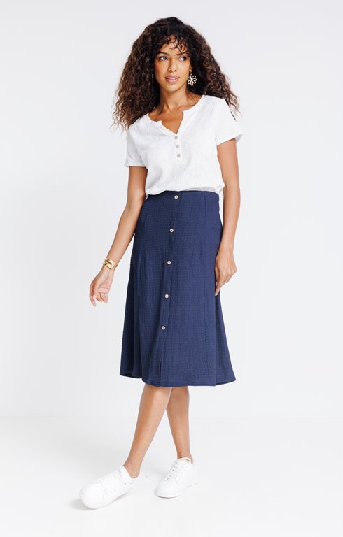 Jupe midi en maille unie