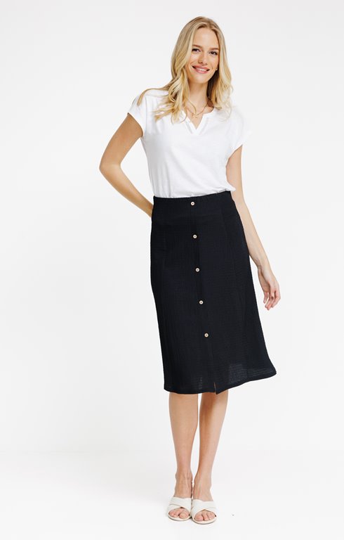 JUPE MIDI EN MAILLE UNIE