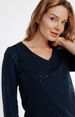 PULL COL V MAILLE SEQUINS