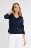 PULL COL V MAILLE SEQUINS