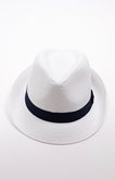 Chapeau paille blanc avec ruban marine