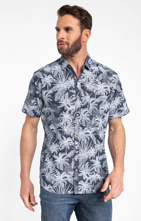 Chemise motif tropical fil à fil 