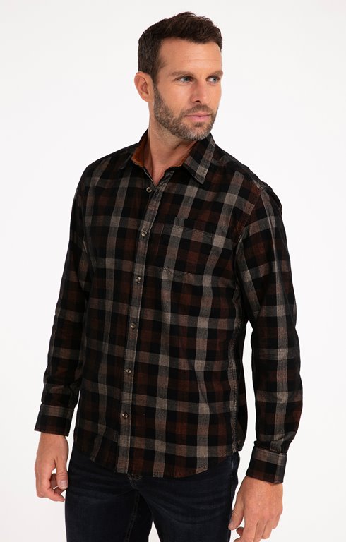Chemise manches longues à carreaux