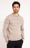 Pull col rond beige