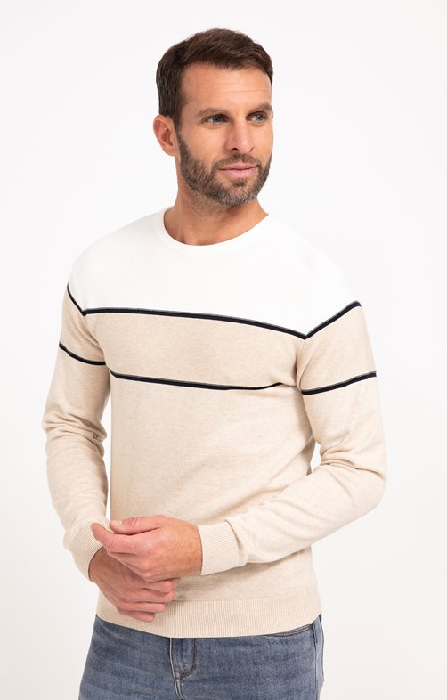Pull col rond rayure - 23,99€ - Armand Thiery