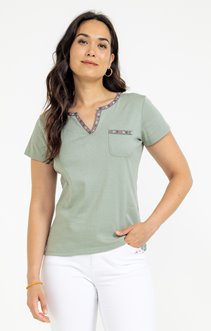 Tee-shirt uni col mao