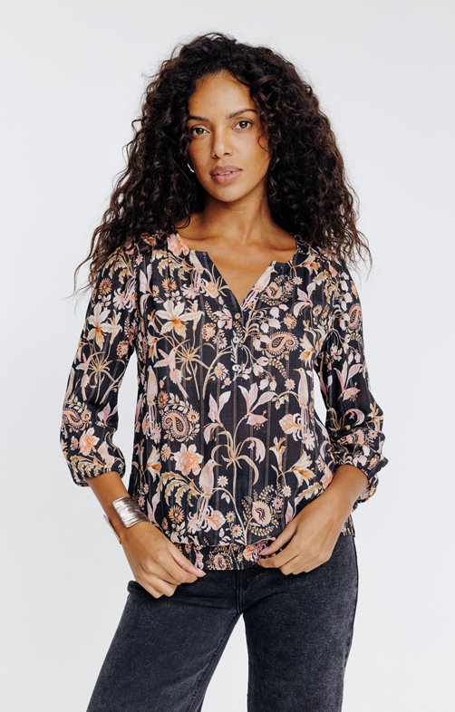 Tunique col rond avec bas smocké