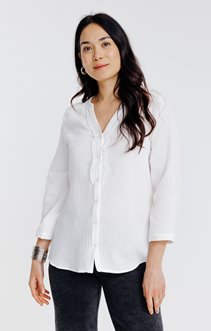 Blouse unie avec galon dentelle