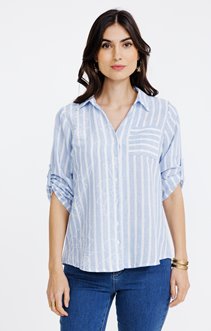 Chemise rayée imprimé fleurs