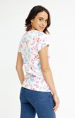Tee-shirt col feston imprimé herbier