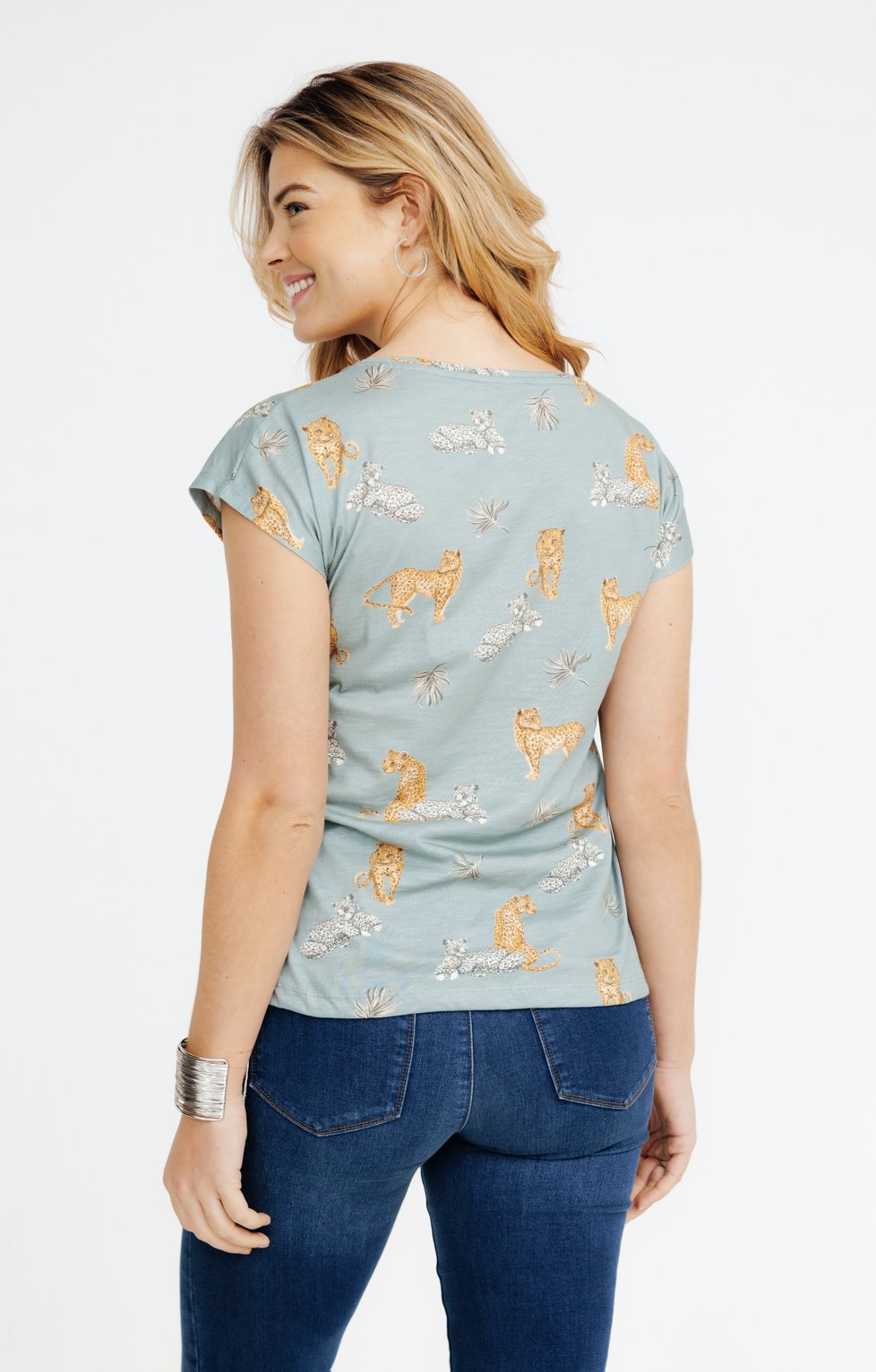 T-Shirt Femme Imprimé Dauphin Mignon - Col V - Tissu Polyester/Élasthanne - Tailles S à 2XL - Haut D'Été Décontracté