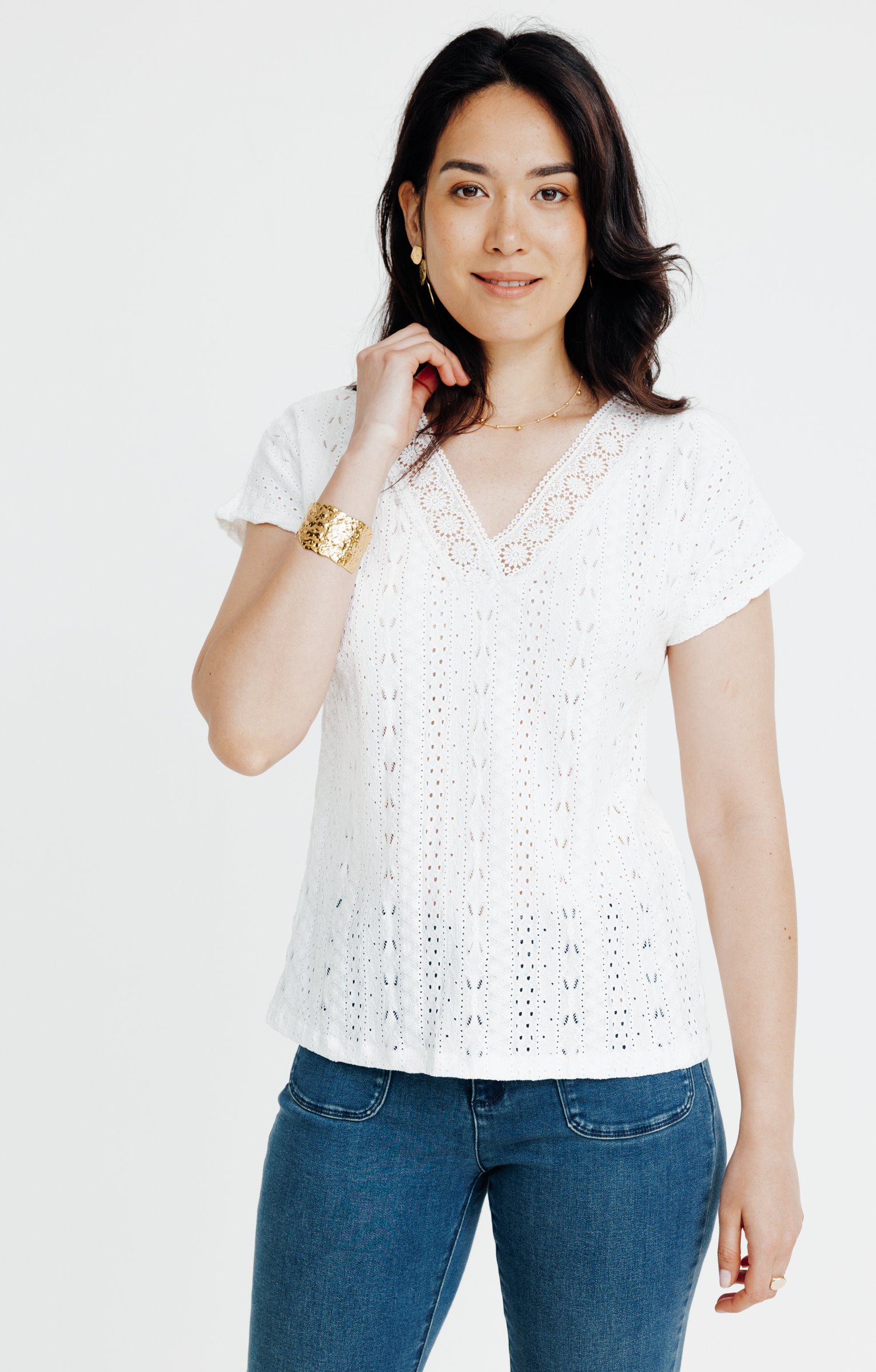 T-shirt Femme à Manches Gigot Et Col Rond IWoo - Tunique Plissée Tendance | 60% Polyester, 35% Coton, 5% Élasthanne