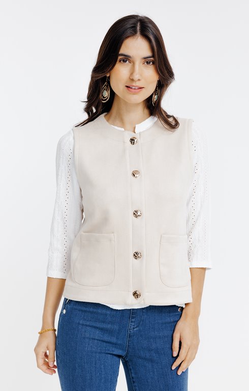 Gilet sans manches en suédine