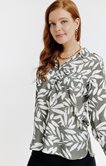 Tunique  col chemise imprimée feuillage 