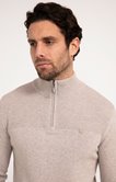 Pull col montant uni chambray