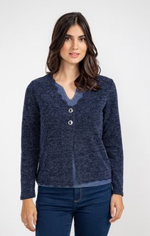 Cardigan détails festonnés au col