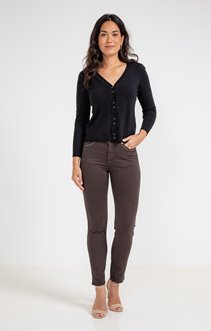 Pantalon 7/8 brodé en coton viscose