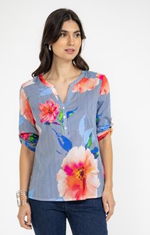 Tunique rayée imprimé fleur