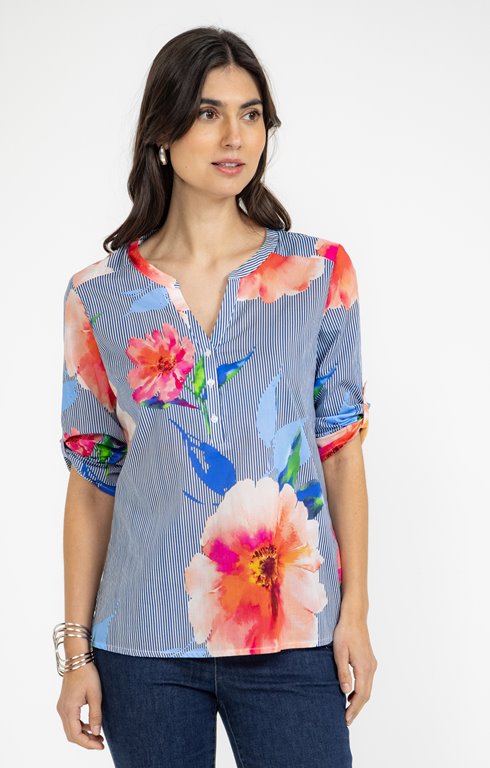 Tunique rayée imprimé fleur