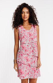 Robe sans manches à volants et doublée