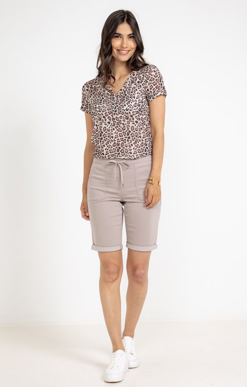 Bermuda en coton stretch et ceinture