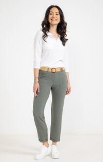 Pantalon fluide avec ceinture rafia