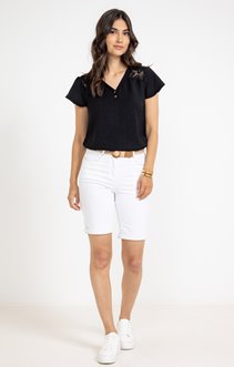 Bermuda coton stretch ceinture rafia