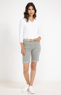 Bermuda coton stretch ceinture rafia