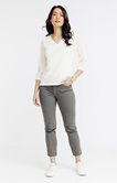 Pantalon coupe slim 7/8 coton broderie