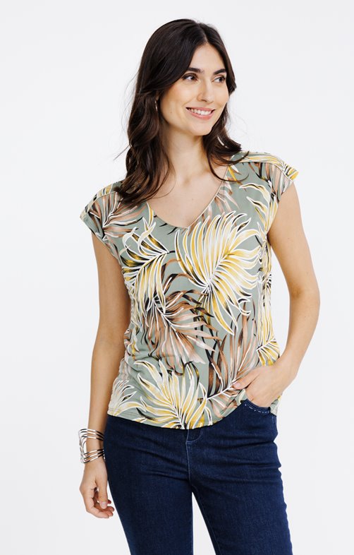 Tee-shirt manches T col v