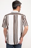 Chemise à manches courtes rayée choco