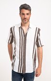 Chemise à manches courtes rayée choco