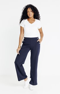 Pantalon large en maille détail bouton